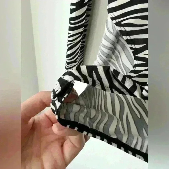 H&M Womens Sheer Black and White Zebra Animal Print Long Sleeve Bodysuit XS - Picture 6 of 11